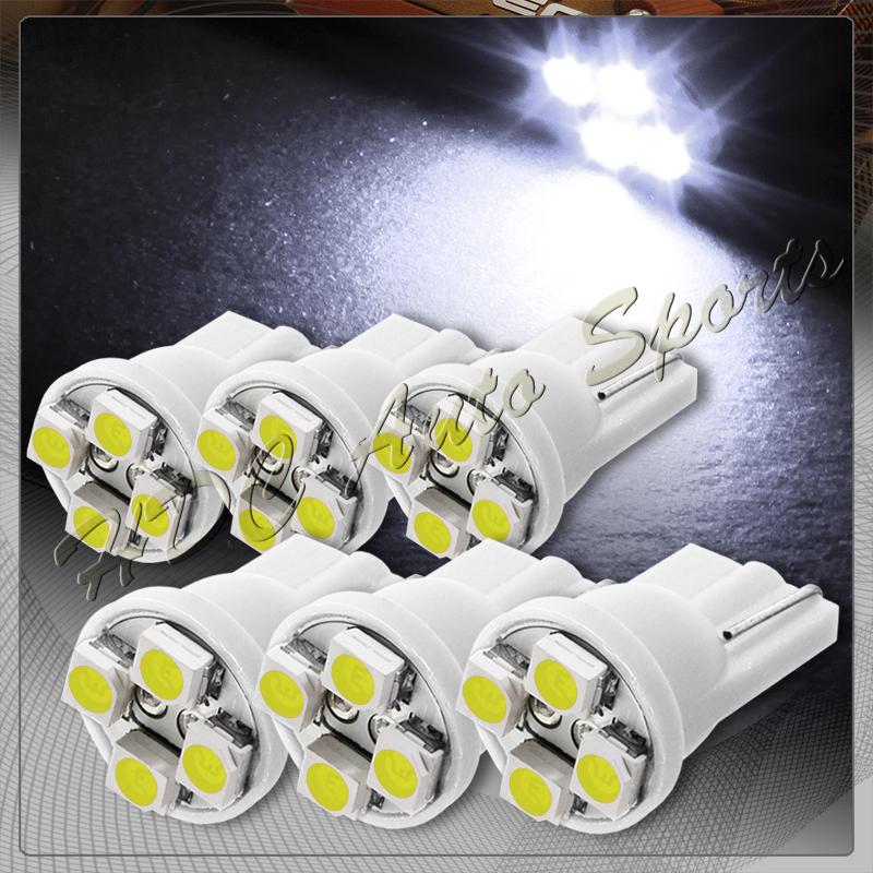 6x 4 smd t10 194 12v interior instrument panel gauge replacement bulbs - white