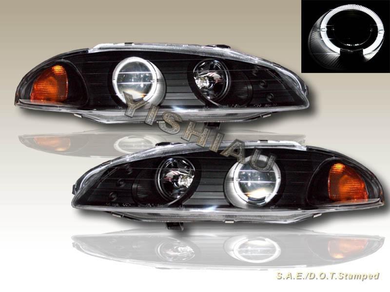 1997-1999 mitsubishi eclipse projector headlights black one halo 1998