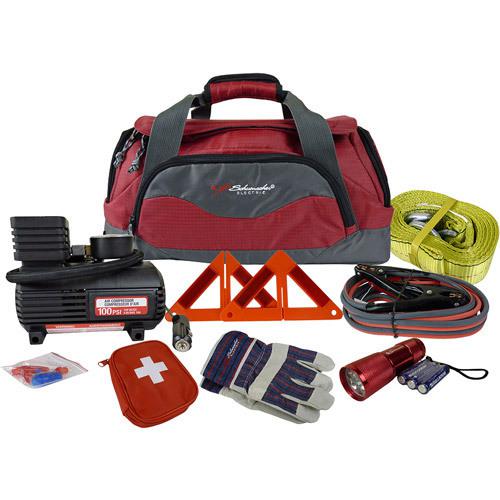 Schumacher roadside emergency kit 100 psi compressor booster cable tow strap led