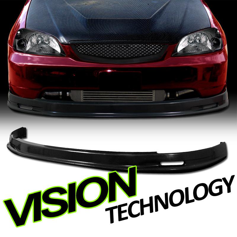 01-03 honda civic 2dr coupe/4dr sedan jdm mu style abs front bumper lip spoiler