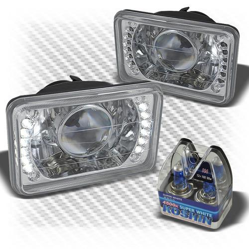 4x6 projector headlights w/super-bright led built-in + super white light bulbs