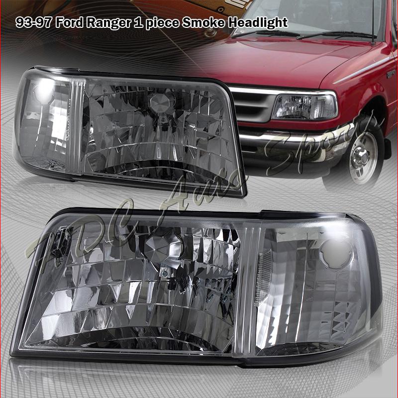 93-97 ford ranger chrome housing smoke lens 2-in-1 head light lamps + cornerlamp