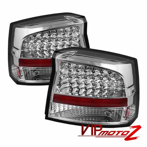 09-10 dodge charger chrome diamond led brake+turn signal tail light lamp l+r set