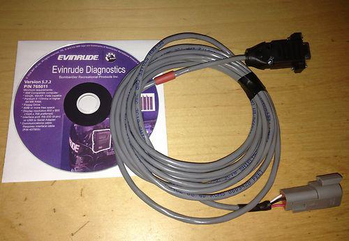 Evinrude outboard motor diagnostic kit cd + cable for ficht & etec 1999 & up