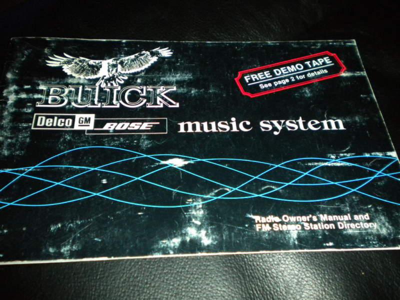 Buick delco bose music system operation / fm station directory guide 1980s