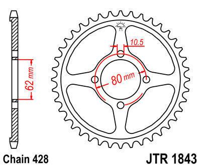 Jt sprocket rear 49t steel fits yamaha tt-r125 2002-2004