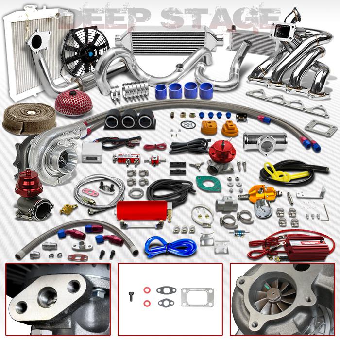 T04e t3/t4 27pc turbo kit w/intercooler+top mount manifold b16/b18 civic integra