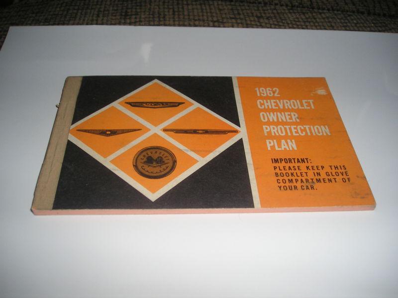 1962 original 1st edition  chevrolet/corvette protection plan/manual