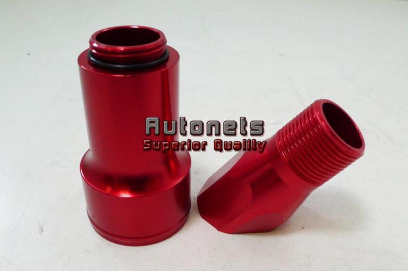 Billet aluminum red anodized water pump inlet fitting 45 degree adapter 1" npt