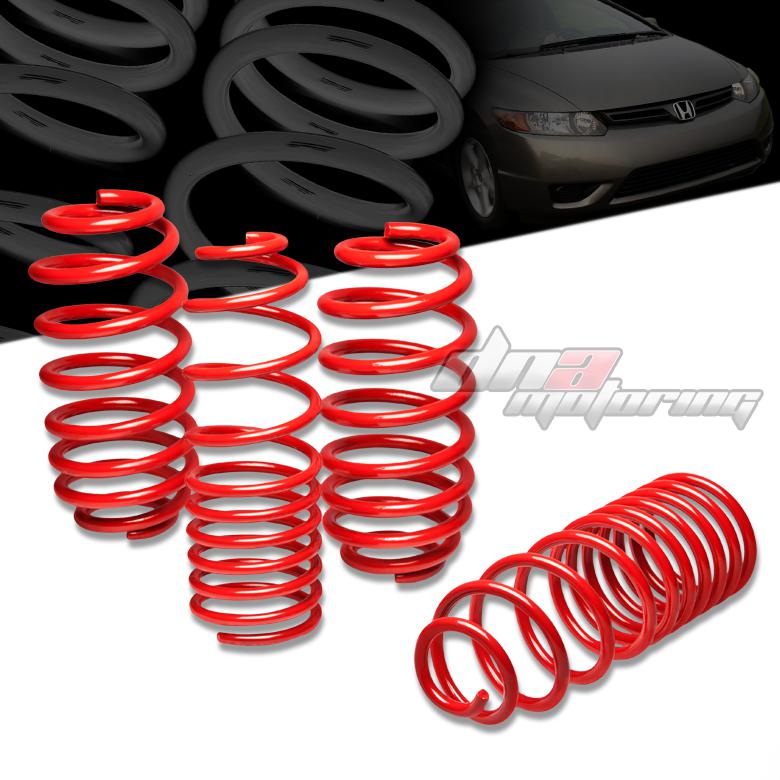 06-11 honda civic 1.5" drop suspension red racing lowering spring 280f/250r lb