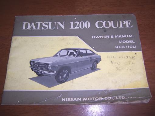 Vintage oem orginal datsun 1200 coupe owner's manual model klb 110u 1970s