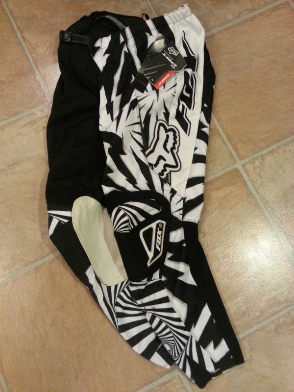 Fox racing 180 mx motocross race pants - new, black and white (36 inch waist)