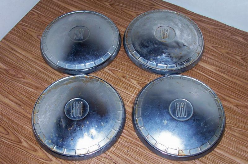 Set of 4 vintage fiat hubcaps wheel hub caps chrome 9 ½” spyder spider coupe 500