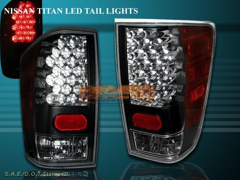 2004-2008 titan led tail lights rear trunk jdm lamps black 