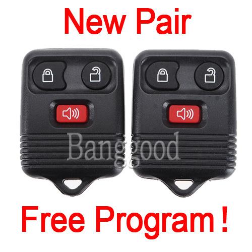 Pair black 3 button ford keyless entry remote key fob transmitter alarm clicker