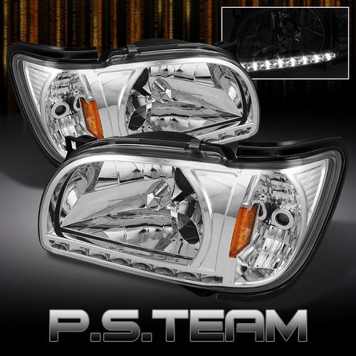 01-04 tacoma 2in1 clear crystal drl led headlights w/black trim corner signal