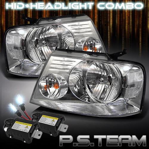 04-08 ford f150 pickup truck clear crystal headlights+6000k slim ballast hid kit