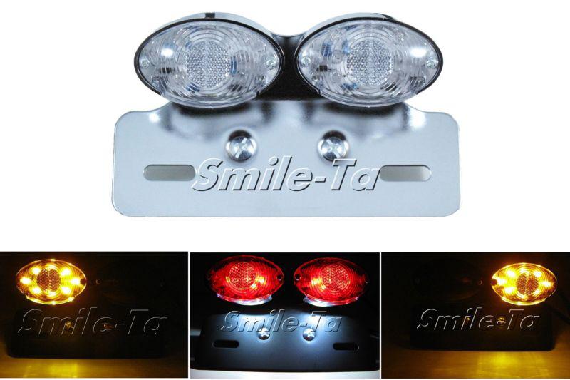 Cat eye motorcycle led brake/tail/turn/license plate integrated light honda atv~