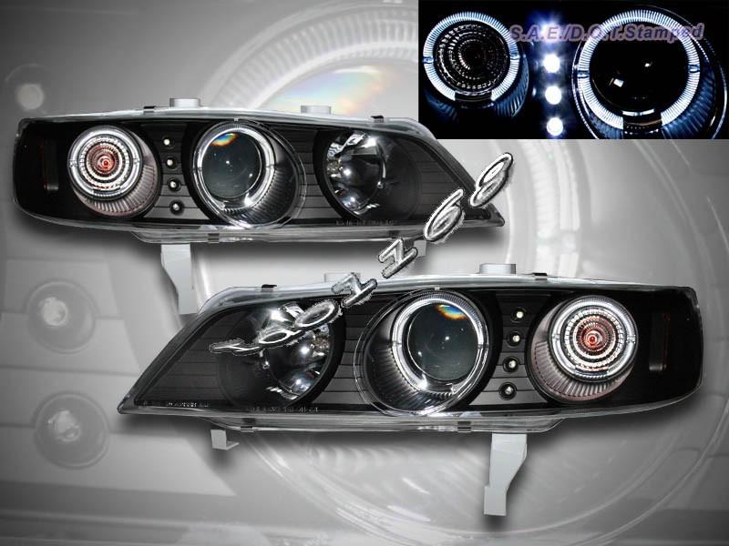 1994-1997 honda accord projector headlights jdm black led dual halo new type