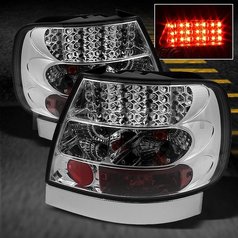 96-01 audi a4 s4 sedan chrome clear led tail brake lights lamps pair left+right