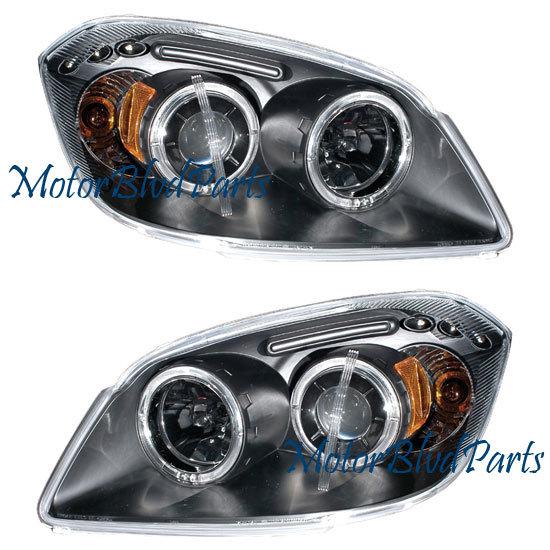 05 06 07 08 chevrolet cobalt projector headlights w/halo black left+right set