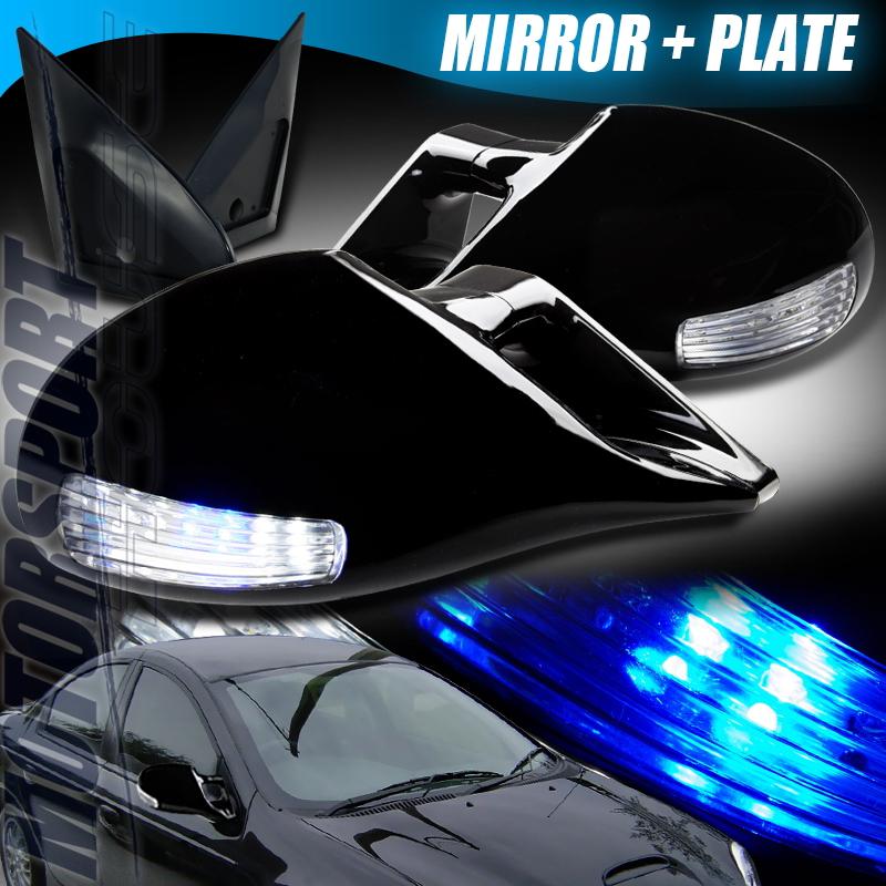 2000-2004 dodge neon m3 style manual black side mirror w/ led signal s/r se pair