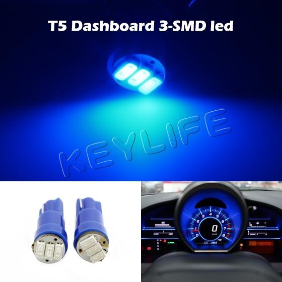 2x blue t5 3 smd 3528 led speedometer gauge cluster led light bulb 57 37 73 