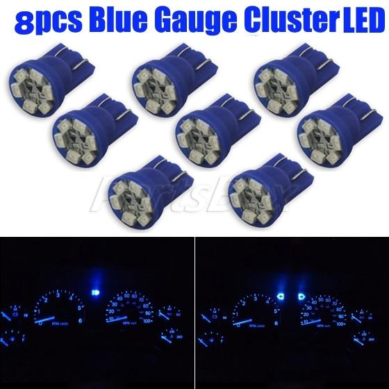 8x pc194 t10 wedge gauge cluster instrumental speedometer led light bulb blue 