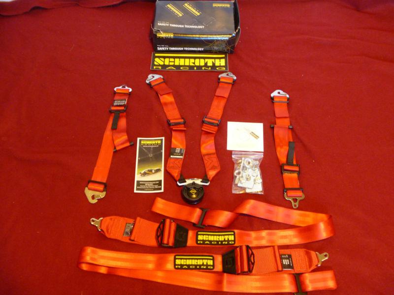 New schroth racing  profi hans 6pt camlock harness red