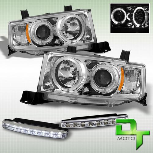 Drl led bumper fog + 04-06 scion xb chrome dual halo chrome projector headlights