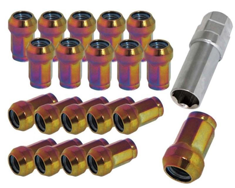 Neo chrome m12x1.5mm 20 piece close end acorn tuner wheel lug nuts racing toyota