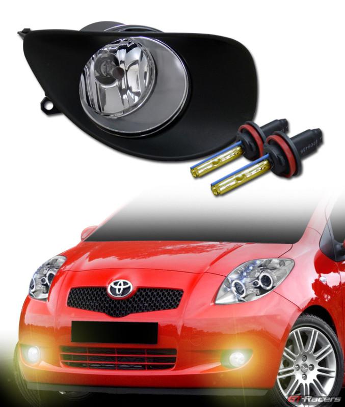 3k hid xenon w/ sport clear front bumper fog lights+switch 06-09 yaris 3dr/5dr