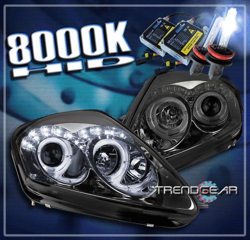 00-05 eclipse halo drl led projector headlights+8000k hid smoke lens 01 02 03 04