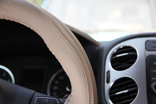 Circle cool beige 47015 leather steering stitch wrap cover w/needle thread fiat