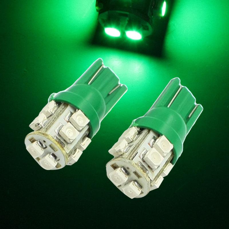 2 pcs t10 w5w green 10 3528 1210 smd led car side wedge light lamp bulb