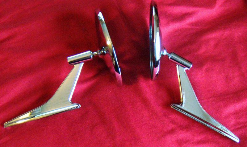 Gm 66 67 round chrome bowtie rear view mirrors camaro nova chevelle corvair