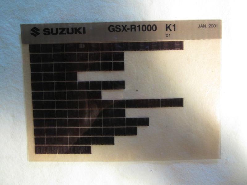 2001 suzuki motorcycle gsx r1000 k1 microfiche parts catalog r 1000