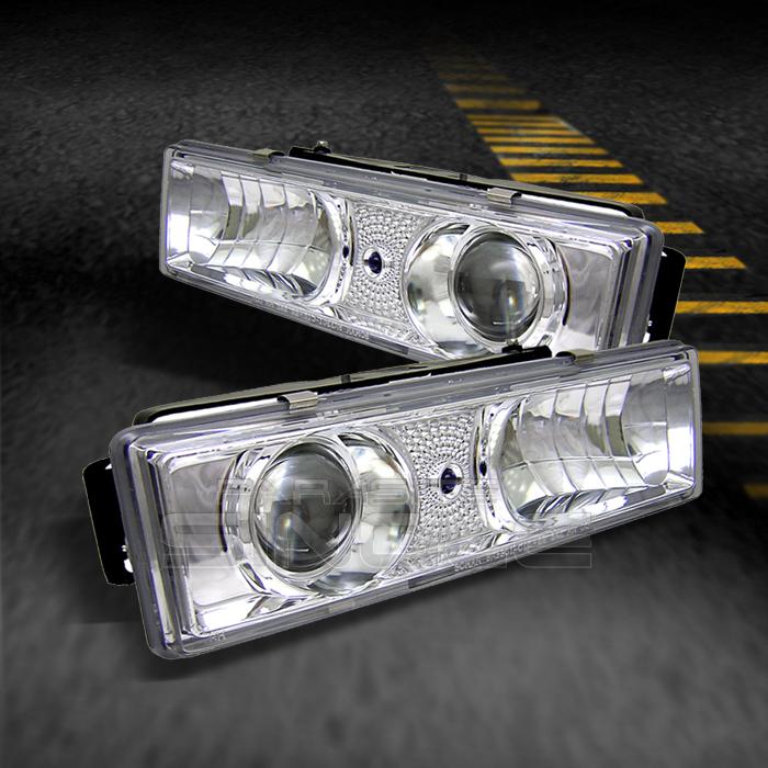 88-98 chevy c/k c10 full size pickup truck chrome clear projector headlights