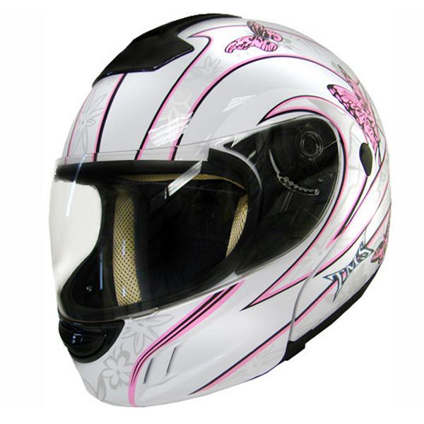 Modular flip up pink butterfly full face motorcycle helmet dot ~m