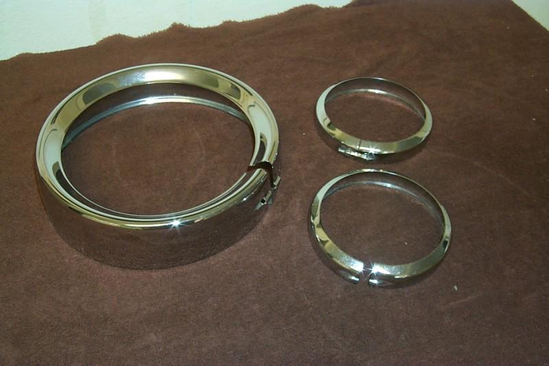 Harley flh set chrome light rings - genuine harley equipment