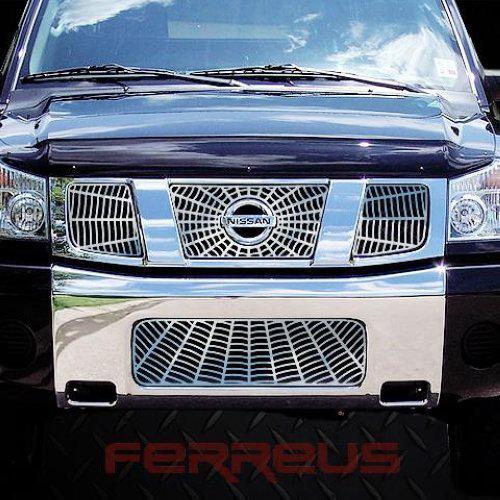 Nissan titan 04-07 spider web polished stainless grill insert trim cover