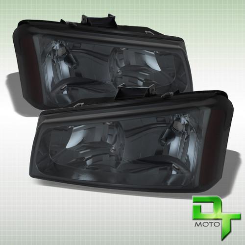 03-06 chevy silverado avalanche crystal smoked headlights lamps left & right