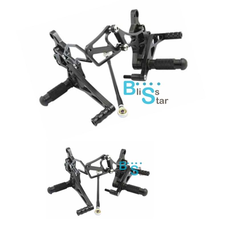 Black cnc adjustable rear sets rearsets fit kawasaki zx-10r 2004-2005 k005 b