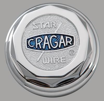 Cragar center cap bolt-on decagon chrome aluminum 6026115 cragar logo set of 2