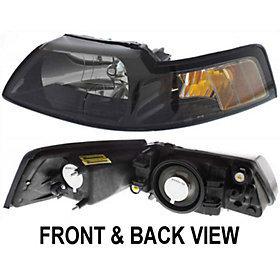 Ford mustang 01-04 head lamp lh, assembly, black bezel