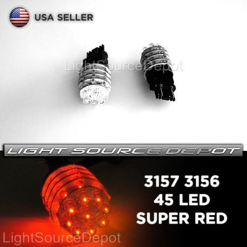 2x t20 3157 3156 45 led super red turn signal stop brake tail light bulbs