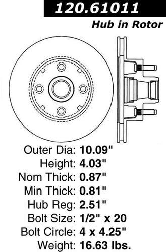 Centric 121.61011 front brake rotor/disc-c-tek standard rotor-preferred