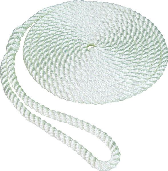 Unicord dock line twisted nylon - white - 5/8" x 20' 401604