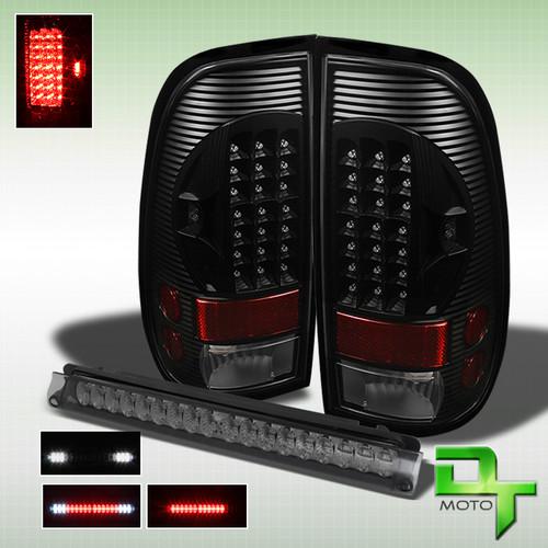 97-03 f150 97-99 f250 styleside black led tail lights + full led 3rd brake lamp