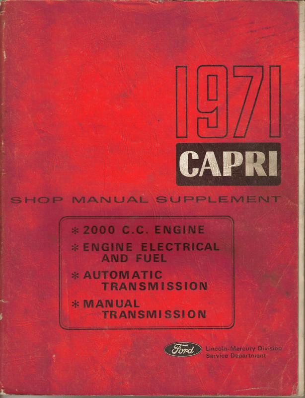 1971 mercury capri shop manual supplement engine & transmission original
